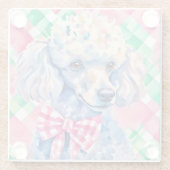 Watercolor Preppy Palm Beach Gingham Poodle Dog Glasuntersetzer (Rückseite)