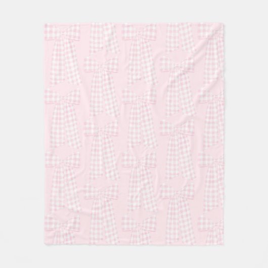 Watercolor Preppy Pink Gingham Bow Fleecedecke (Vorderseite)
