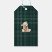 Watercolor preppy plaid teddy bear baby shower Geschenkanhänger (Rückseite)