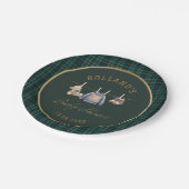 Watercolor preppy plaid teddy bear baby shower Pappteller (Schrägansicht)