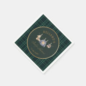 Watercolor preppy plaid teddy bear baby shower Serviette (Ecke)