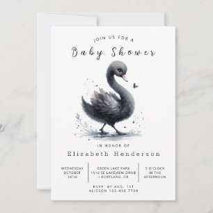 Watercolor Printable Swan Baby Dusche Einladung