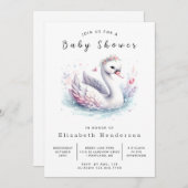 Watercolor Printable Swan Baby Dusche Einladung (Vorne/Hinten)