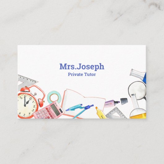 Watercolor Private Tutor Visitenkarte (Vorderseite)