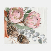 Watercolor Protea Eucalyptus Arrangement Fleecedecke (Vorderseite (Horizontal))