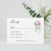 Watercolor Protea RSVP Cards (Stehend Vorderseite)