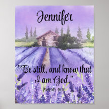 Watercolor Provence Lavender Field Scripting Faith