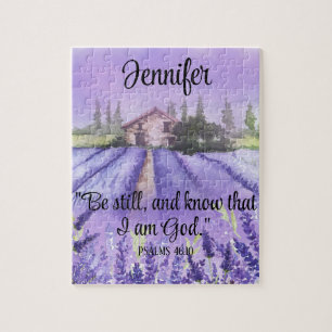 Watercolor Provence Lavender Field Scripting Faith Puzzle