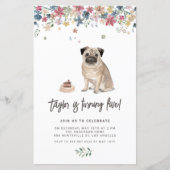 Watercolor Pug Dog Birthday Party Invitation (Vorderseite)