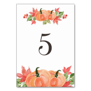 Watercolor Pumpkin and Maple Leaf Swags Tabelle 5 Tischnummer