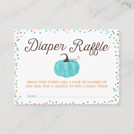 Watercolor Pumpkin Boy Diaper Raffle Ticket Begleitkarte (Vorderseite)