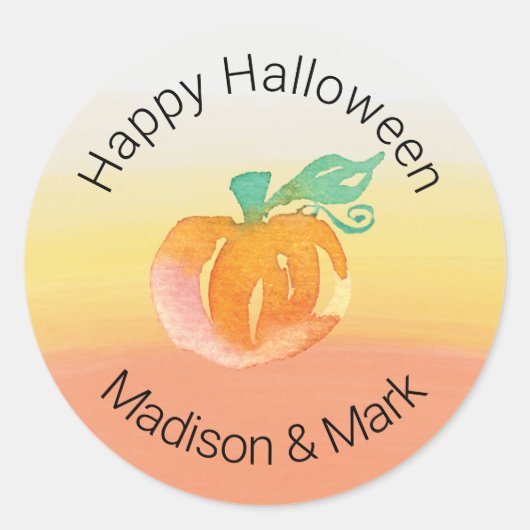 Watercolor Pumpkin Candy Mais Halloween Gefallen Runder Aufkleber (Vorderseite)