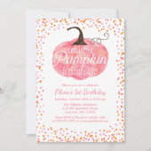 Watercolor Pumpkin Confetti Girl Einladung (Vorderseite)