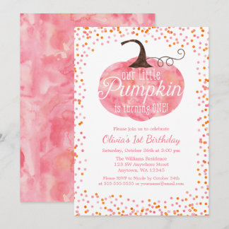 Watercolor Pumpkin Confetti Girl Einladung