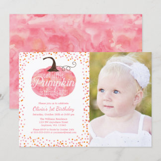 Watercolor Pumpkin Confetti Girl Einladung