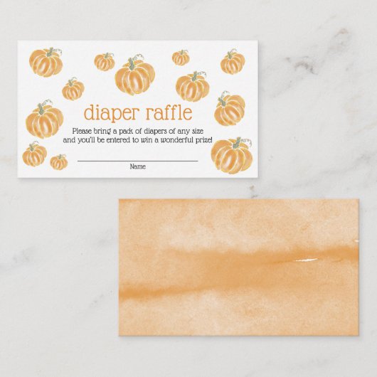 Watercolor Pumpkin Diaper Raffel Ticket Begleitkarte (Vorne/Hinten)