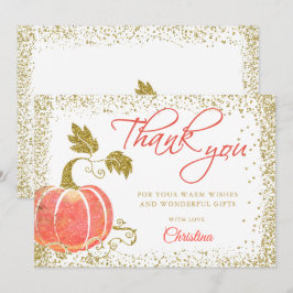 Watercolor Pumpkin Gold Glitzer Fall Danke