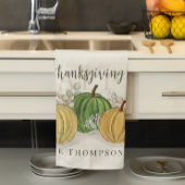 Watercolor Pumpkin Happy Thanksgiving Custom Geschirrtuch
