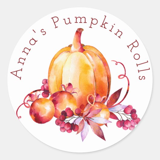 Watercolor Pumpkin Patch Bakery Sticker (Vorderseite)