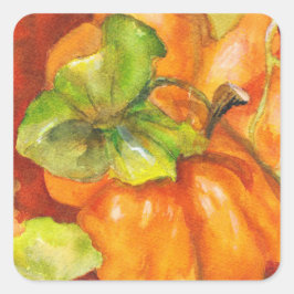 Watercolor Pumpkin Patch Quadratischer Aufkleber