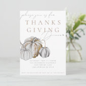 Watercolor Pumpkin Thanksgiving Dinner Invitation Einladung (Stehend Vorderseite)