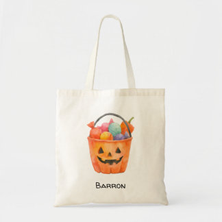 Watercolor Pumpkin Trick or Treat Personalized Tot Tragetasche