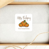Watercolor Pumpkins Happy Thanksgiving Custom Quadratischer Aufkleber
