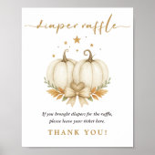 Watercolor Pumpkins Twin Baby Shower Diaper Raffle Poster (Vorne)