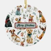Watercolor Puppies Christmas Tree Ornament (Vorne)