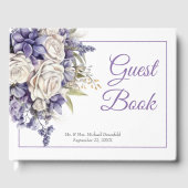Watercolor Purple Cream Floral Wedding Gästebuch (Vorderseite)