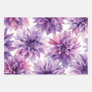 Watercolor Purple Dahlia Flowers  Geschenkpapier Set