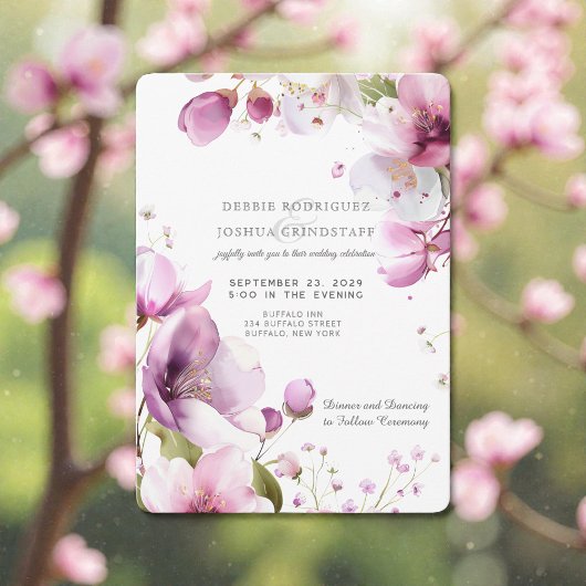 Watercolor Purple Floral Wedding Invitation  Einladung