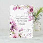Watercolor Purple Floral Wedding Invitation  Einladung (Stehend Vorderseite)