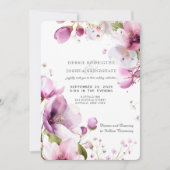 Watercolor Purple Floral Wedding Invitation  Einladung (Vorderseite)