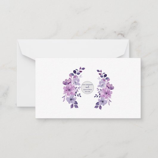 Watercolor purple flower bouquet mitteilungskarte (Vorderseite)