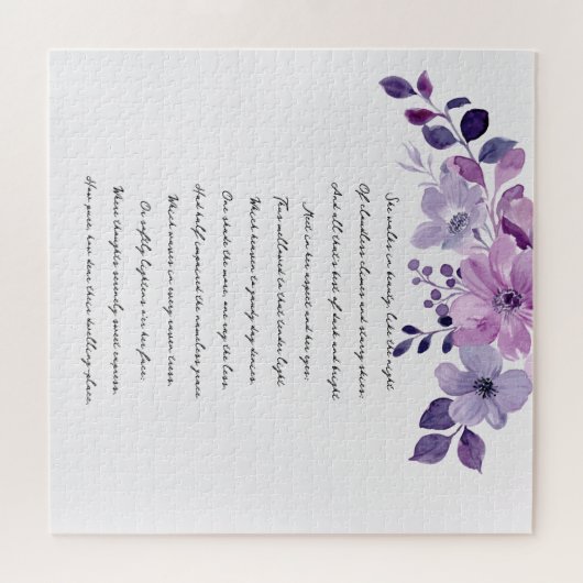 Watercolor purple flower bouquet puzzle (Horizontal)