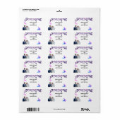 Watercolor purple flower bouquet sticker adressaufkleber (Vorne)
