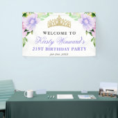 Watercolor Purple Flowers Welcome Birthday Party Banner (Messeveranstaltung)