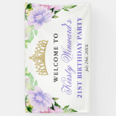 Watercolor Purple Flowers Welcome Birthday Party Banner (Vertikal)