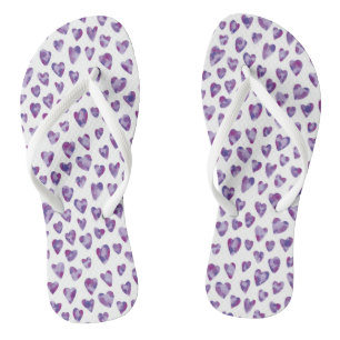 Watercolor Purple Heart Badesandalen