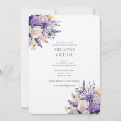 Watercolor Purple Lavender Wedding Invitation Einladung (Vorderseite)