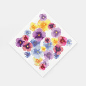 Watercolor Purple Pansy Pattern Boho Bridal Shower Serviette (Ecke)