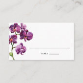 Watercolor Purple Phalaenopsis Orchids Wedding Platzkarte (Vorderseite)