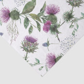 Watercolor Purple Thistle Botanical Pattern Seidenpapier (Ausschnitt)