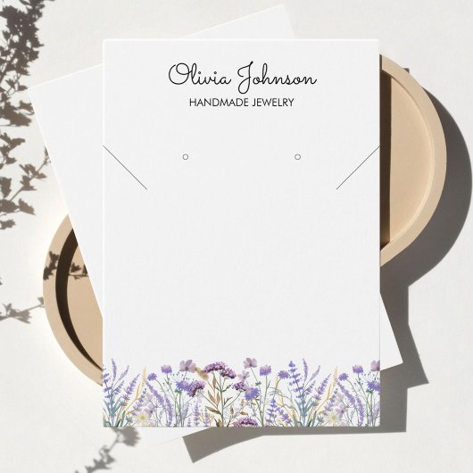 Watercolor Purple Wildflower Jewelry Display Card