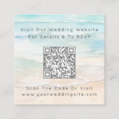 Watercolor QR Code Beach Wedding RSVP Begleitkarte (Vorderseite)