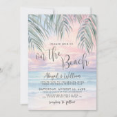 Watercolor QR Code On The Beach Wedding Einladung (Vorderseite)