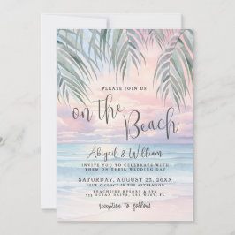 Watercolor QR Code On The Beach Wedding Einladung