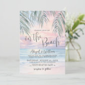 Watercolor QR Code On The Beach Wedding Einladung (Stehend Vorderseite)