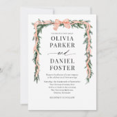 Watercolor QR Code Red Bow Christmas Greenery Einladung (Vorderseite)